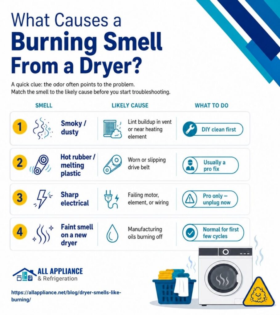 causes dryer burning smell