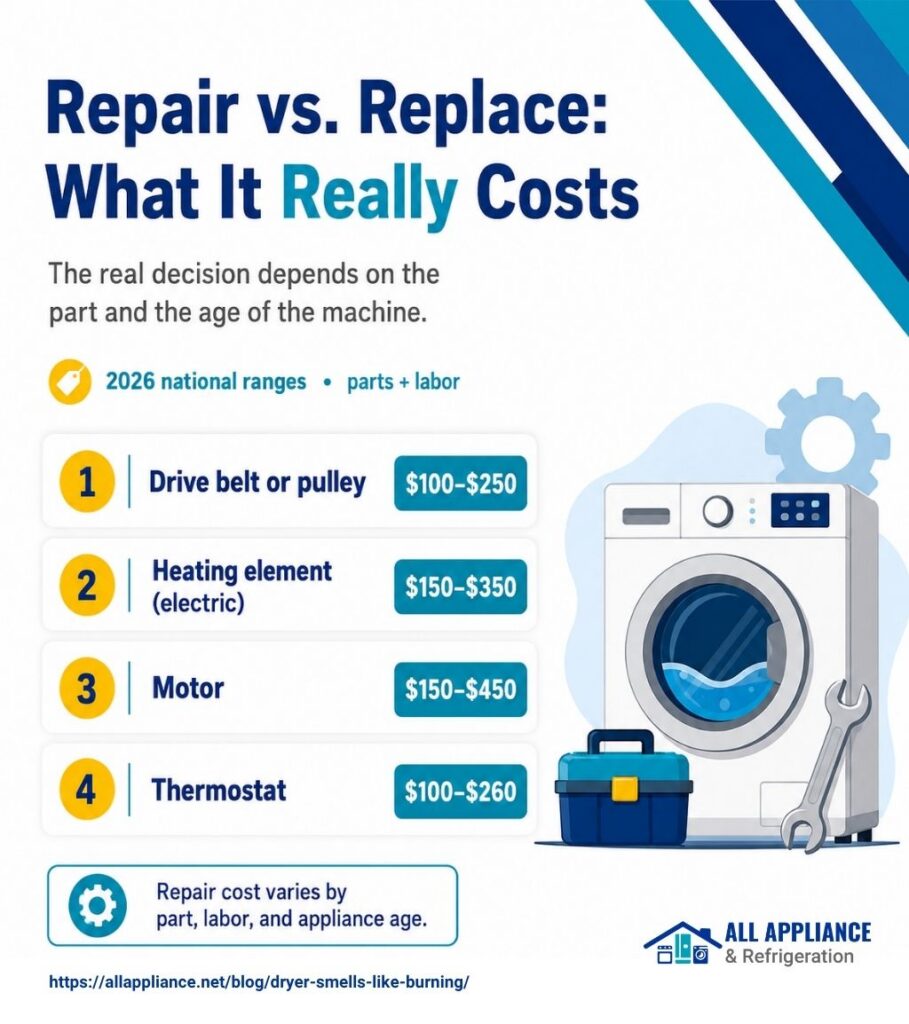 dryer repair costs infographic